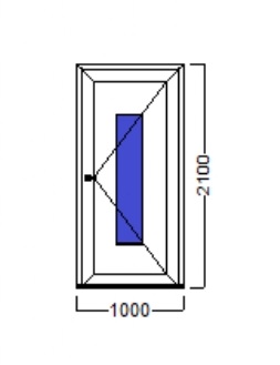 decco ulazna vrata skica panel 1 staklo 100x210