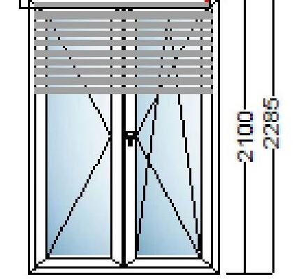 skica za balkonska vrata dvokrilna 140x210 plus roleta