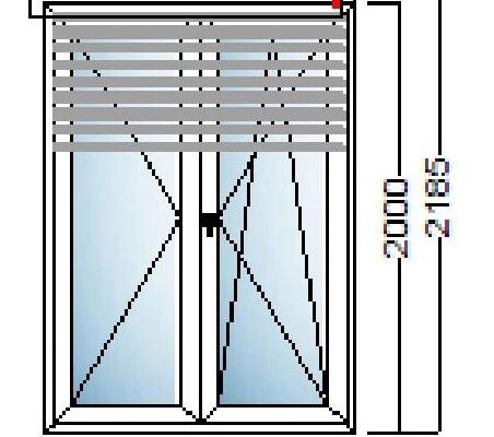 skica za dvokrilna balkonska vrata 140x200 plus roleta